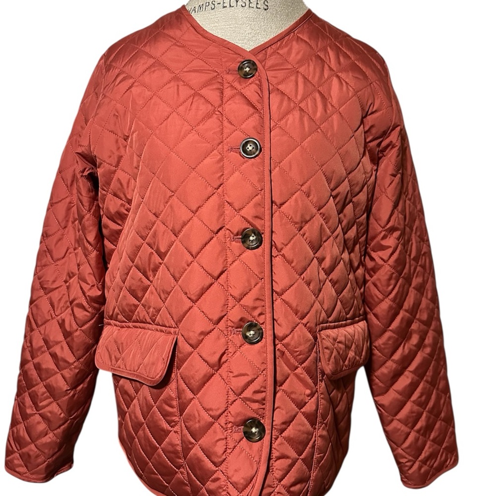 Croft & Barrow women's quilted snap-front jacket coral medium